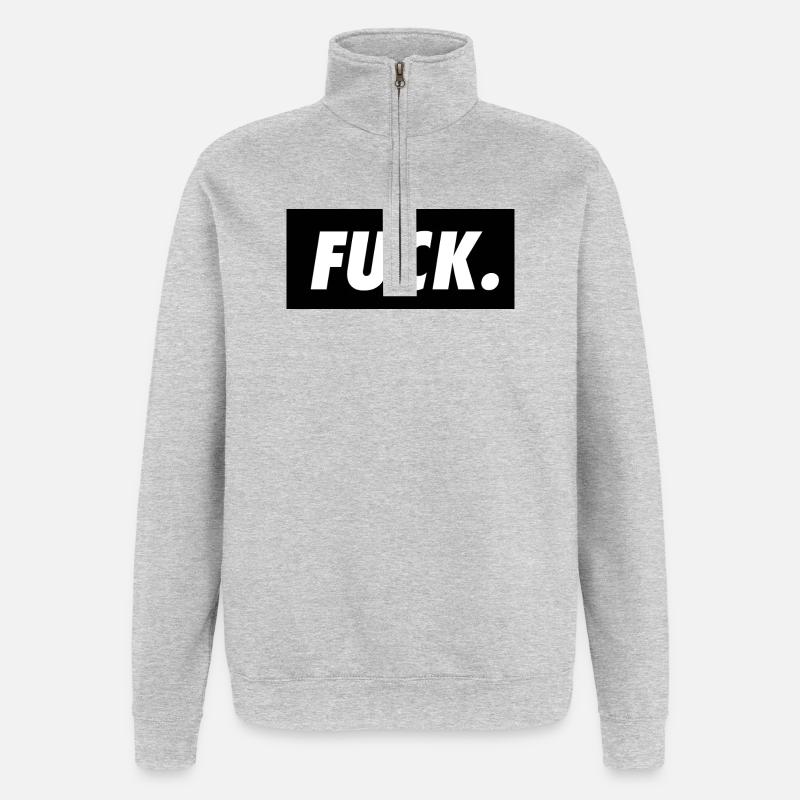 Baiser. Blanc sur noir. - Sweat à zip 1/4 - gris chiné