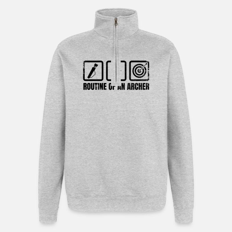 Routine de l’archer - Sweat à zip 1/4 - gris chiné