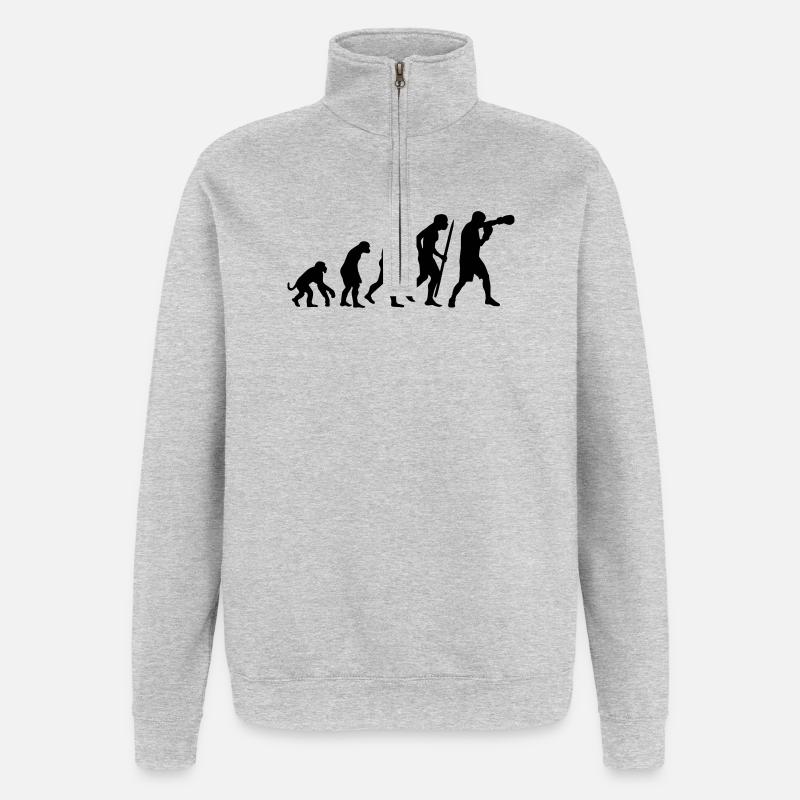 Evolution of boxing - Quarter-Zip Sweatshirt - heather grey