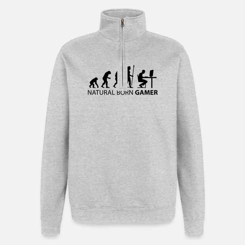 evolution natural born gamer - Quarter-Zip Sweatshirt - heather grey