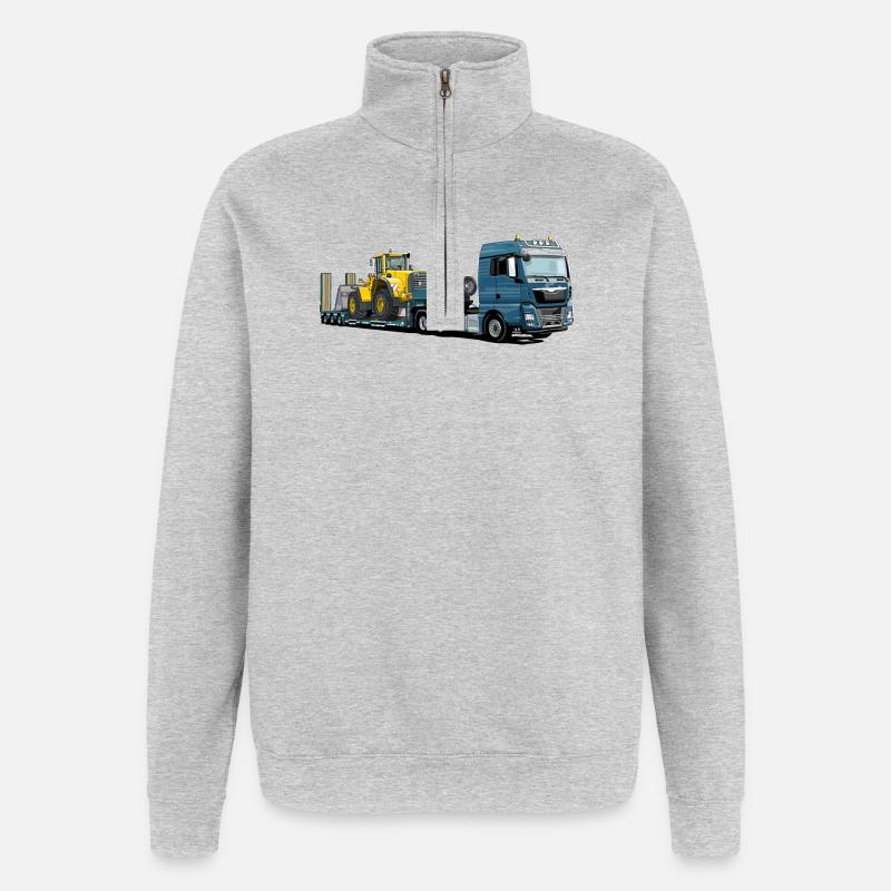 Low-loader with excavator - Quarter-Zip Sweatshirt - heather grey