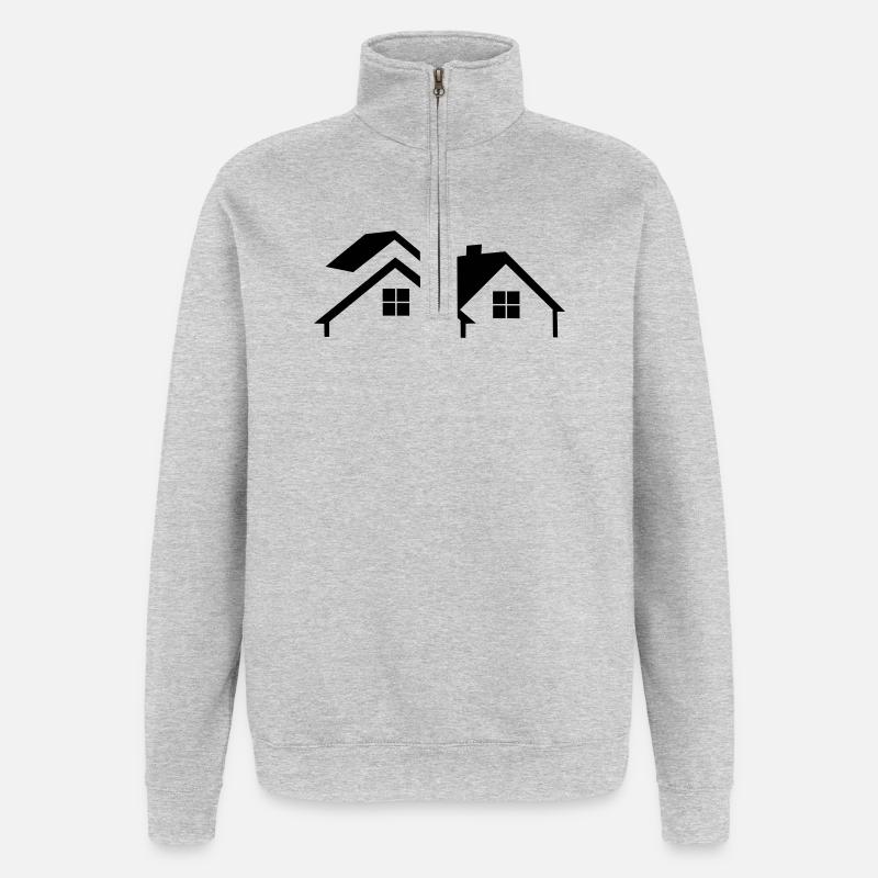 Logo de la maison simple - Sweat à zip 1/4 - gris chiné