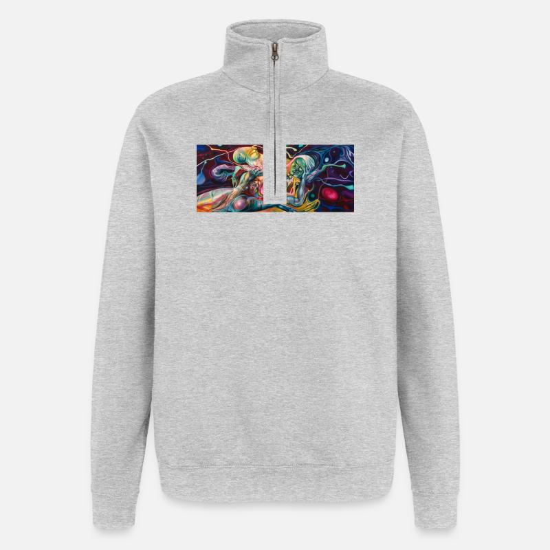 Neon Entangled Figures - Quarter-Zip Sweatshirt - heather grey