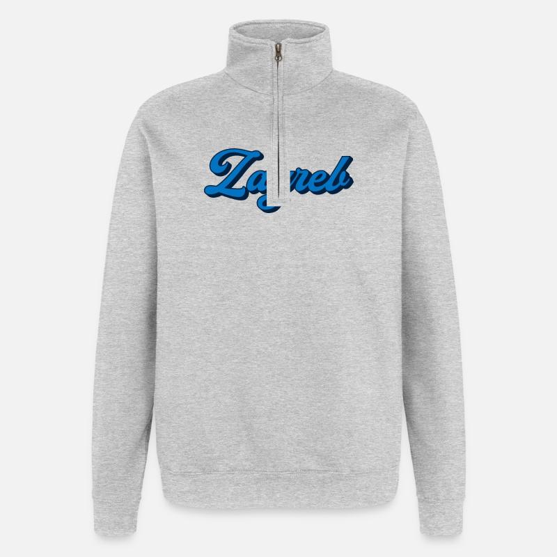 Zagreb Script Logo Style - Quarter-Zip Sweatshirt - heather grey