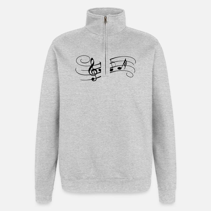 Envolée de notes - Sweat à zip 1/4 - gris chiné