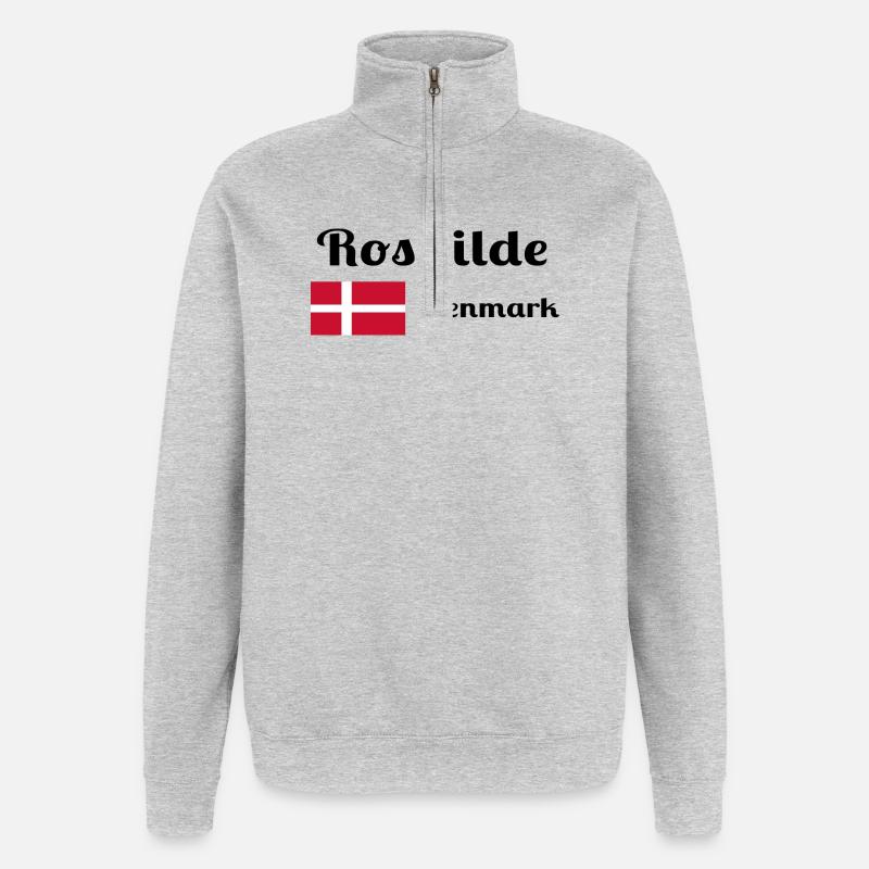 Roskilde Dänemark - Stylische Drucke - Quarter-Zip-Sweatshirt - Grau meliert