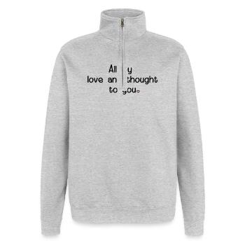 Trauer Sprüche Herz - Quarter-Zip-Sweatshirt - Grau meliert - Vorne - AI Model Female 172 light (172cm) & AI Model Male 178 dark (178cm)