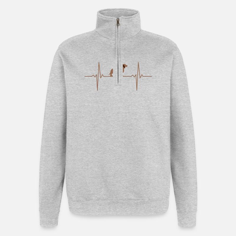 Teckel Chien Battement de cœur Teckel - Sweat à zip 1/4 - gris chiné