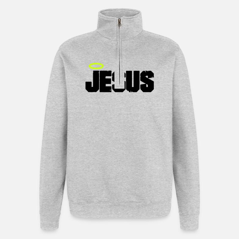 Mon Dieu - Sweat à zip 1/4 - gris chiné