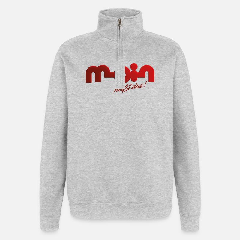 Moin heißt das! - Quarter-Zip-Sweatshirt - Grau meliert