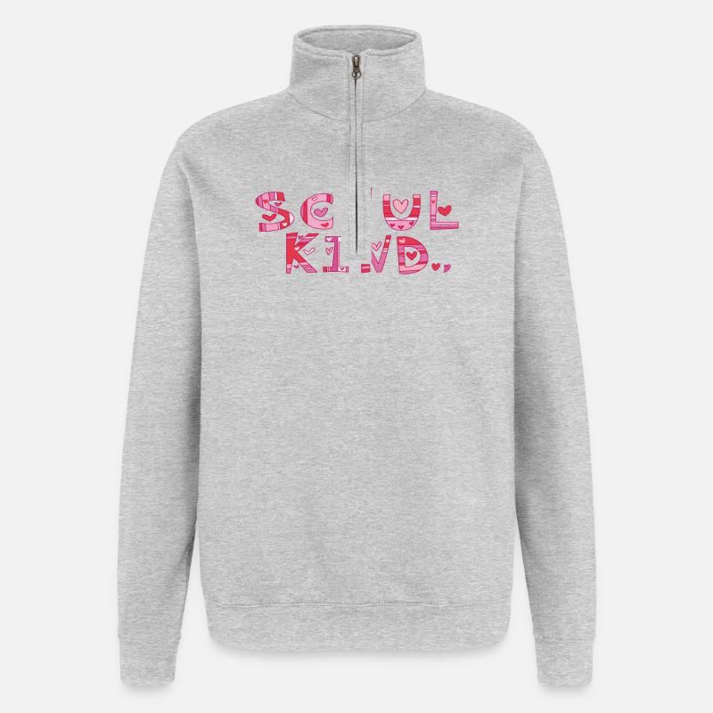 Schulkind mit Herzchen  - Quarter-Zip-Sweatshirt - Grau meliert