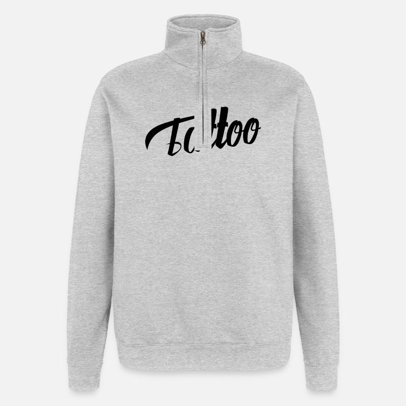 Tatouage - Sweat à zip 1/4 - gris chiné