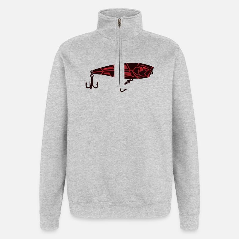 Leurre de pêche Wobbler Poisson prédateur - Sweat à zip 1/4 - gris chiné