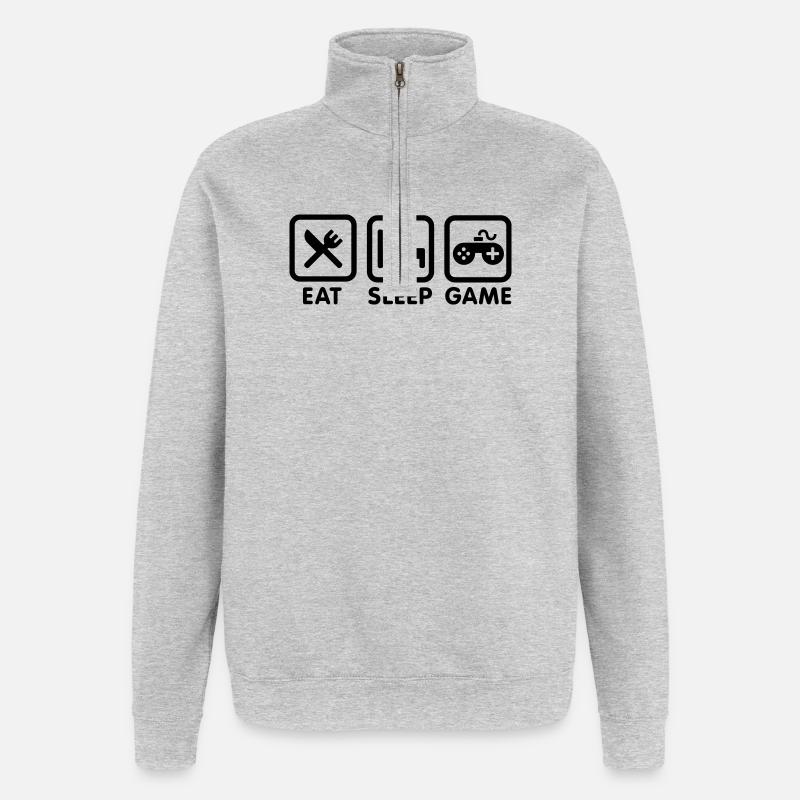 Mangez le jeu de sommeil - Sweat à zip 1/4 - gris chiné