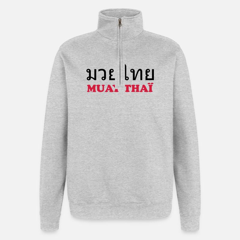 Muay Thai (V) - Quarter-Zip Sweatshirt - heather grey