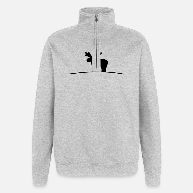 Idée cadeau silhouette Moose Noël - Sweat à zip 1/4 - gris chiné