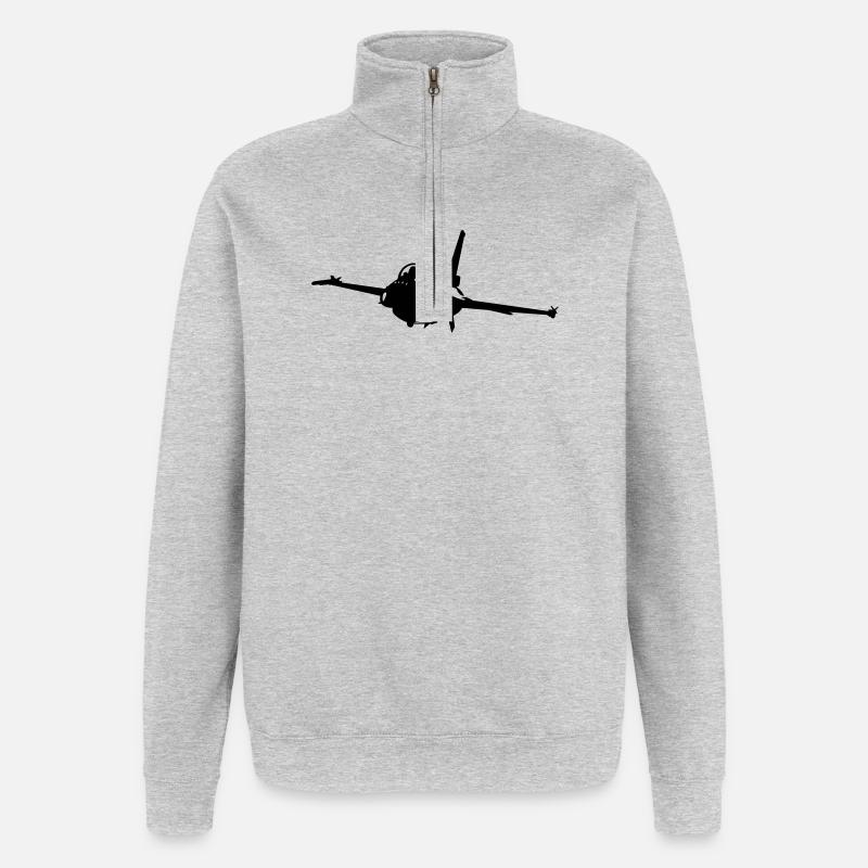 f_16 - Sweat à zip 1/4 - gris chiné