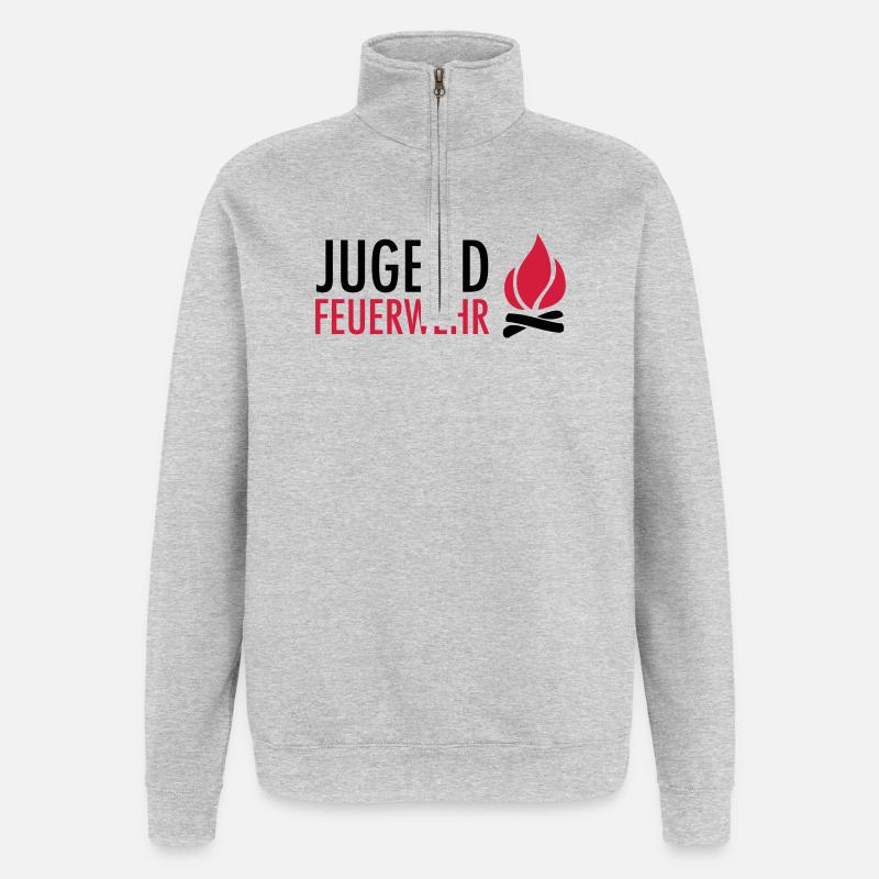 Young firefighters with flame - Quarter-Zip Sweatshirt - heather grey