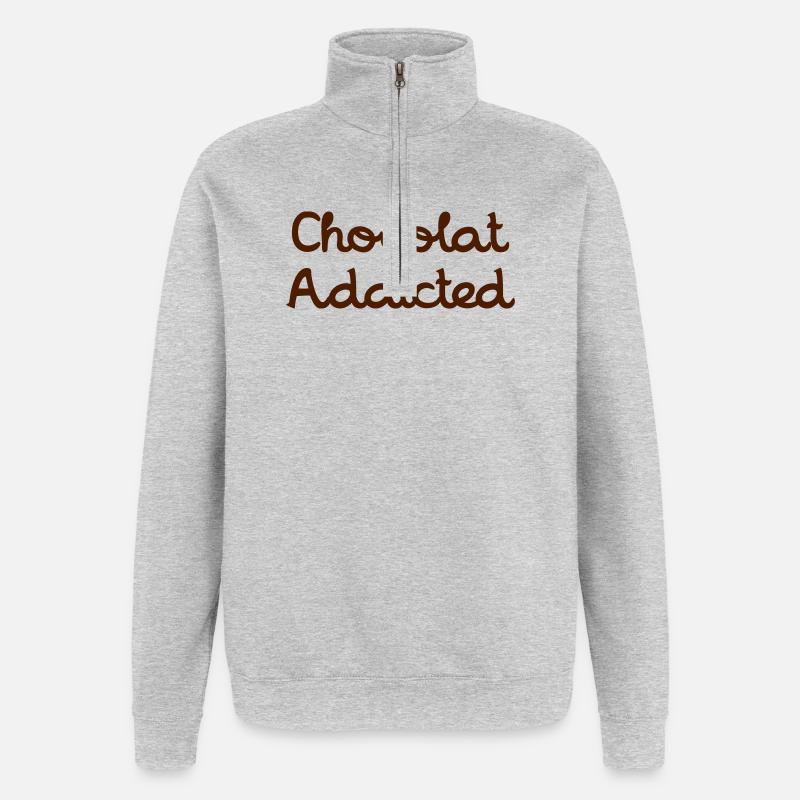 Chocolat Addicted - Sweat à zip 1/4 - gris chiné