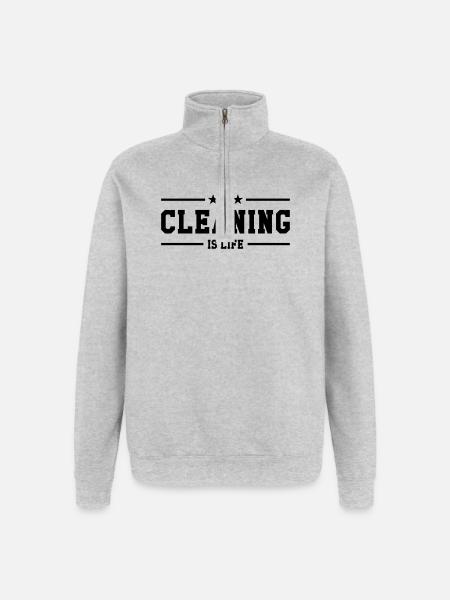 Cleaning is life ! - Quarter-Zip Sweatshirt - heather grey