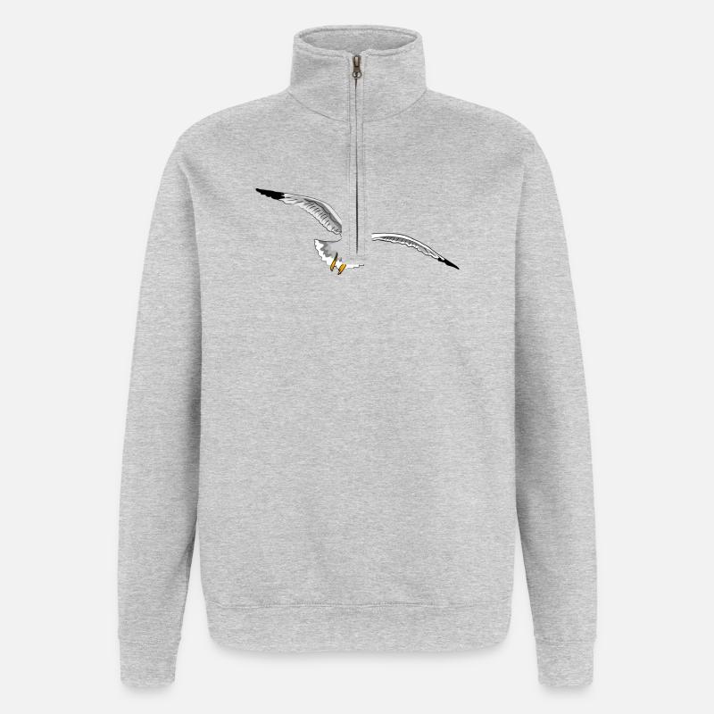 mouette - Sweat à zip 1/4 - gris chiné