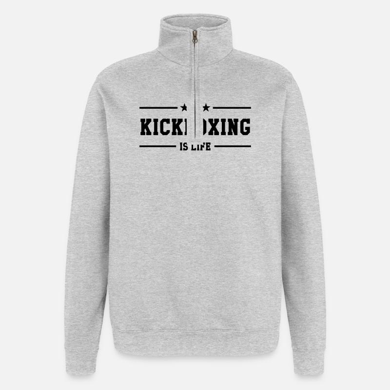 Kickboxing / Kick-Boxeur / Kick Boxing / - Sweat à zip 1/4 - gris chiné