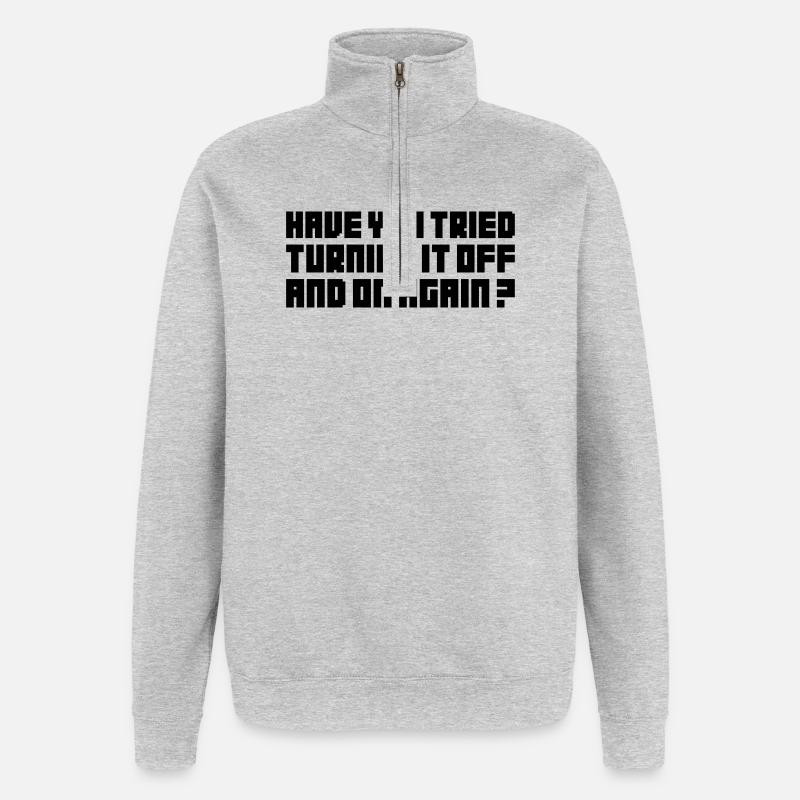 L’éteindre – Nerdiges Computer Statemen - Sweat à zip 1/4 - gris chiné