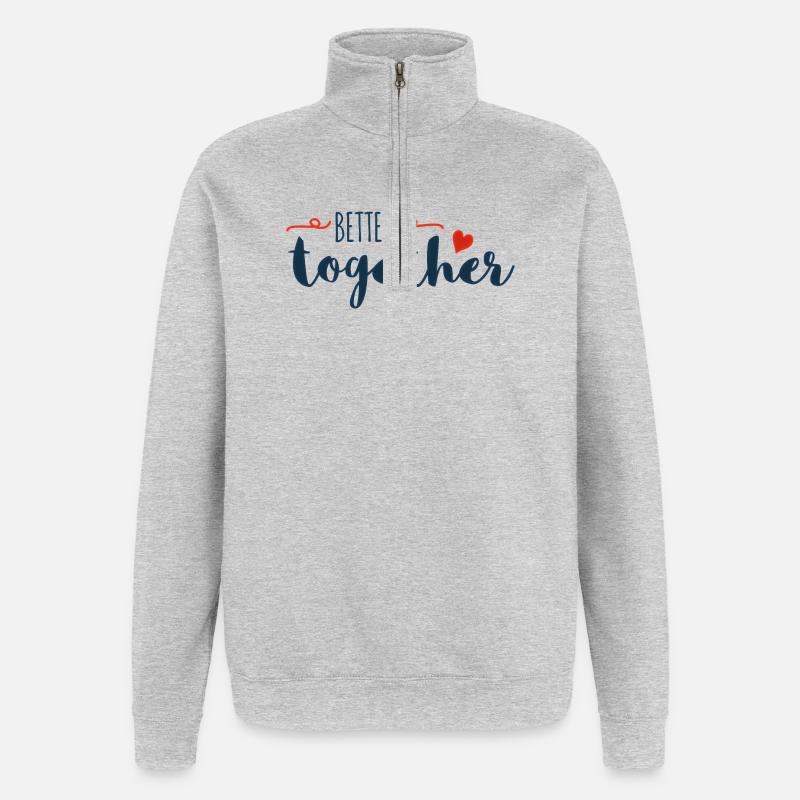Better Together Drehbuch-Herz - Quarter-Zip-Sweatshirt - Grau meliert