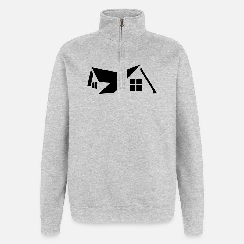 Logo maison - Sweat à zip 1/4 - gris chiné