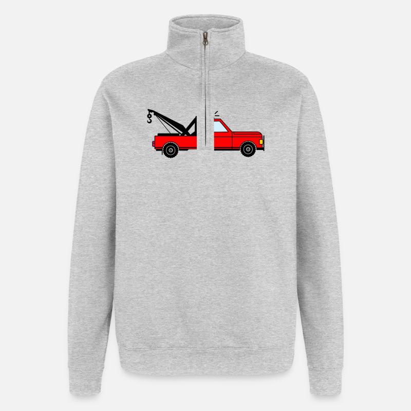 Abschleppwagen rot - Quarter-Zip-Sweatshirt - Grau meliert