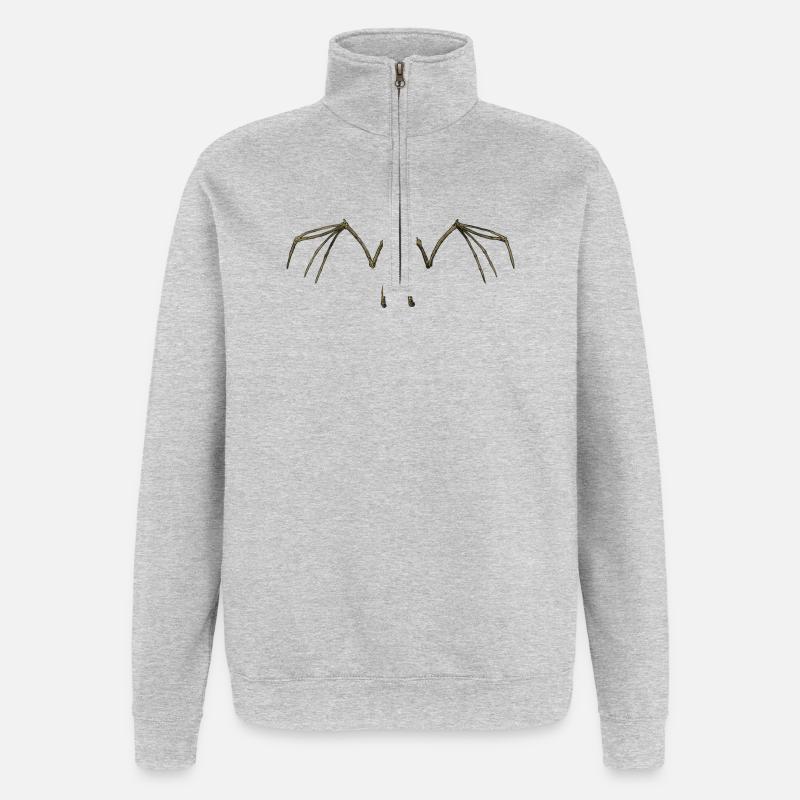 Skeleton Demon with Wings - Quarter-Zip Sweatshirt - heather grey