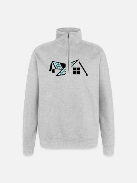 House with solar panels - Quarter-Zip Sweatshirt - heather grey
