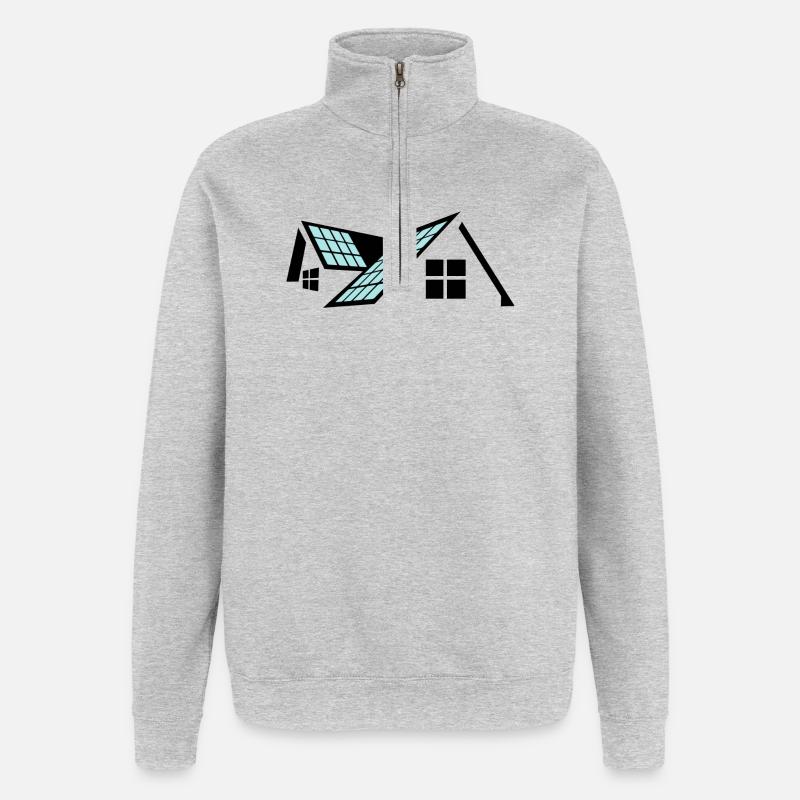 Maison avec panneaux solaires - Sweat à zip 1/4 - gris chiné