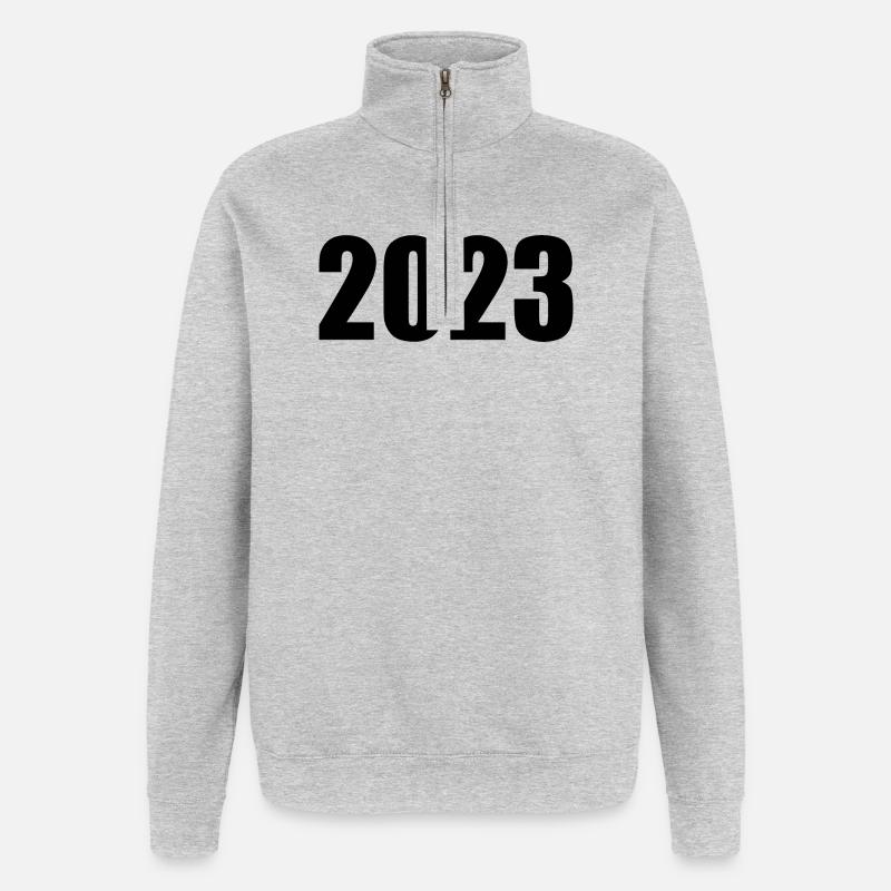2023 noir Nouvel An Nouvel An - Sweat à zip 1/4 - gris chiné