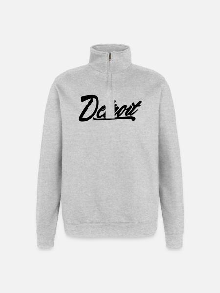 detroit shirt - Quarter-Zip-Sweatshirt - Grau meliert