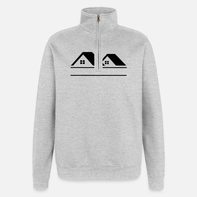 Bannière de texte Maisons - Sweat à zip 1/4 - gris chiné