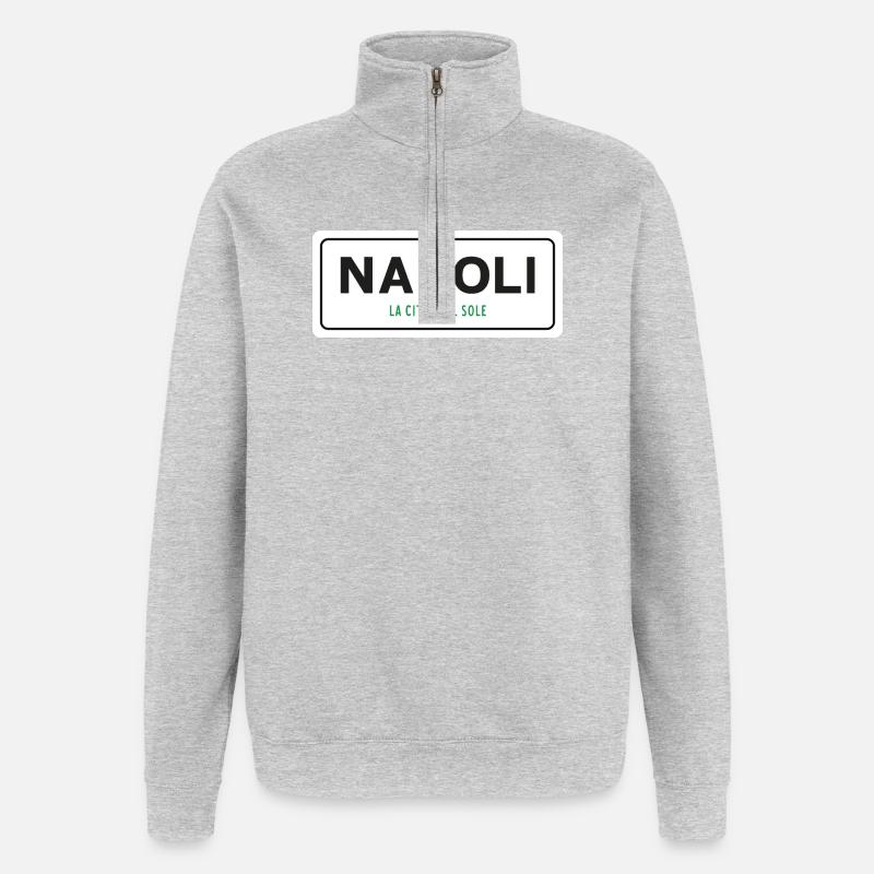 Ortsschild Napoli - Quarter-Zip-Sweatshirt - Grau meliert