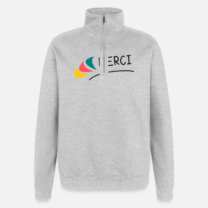 MAÎTRESSE. MERCI. MERCI MAÎTRESSE - Sweat à zip 1/4 - gris chiné