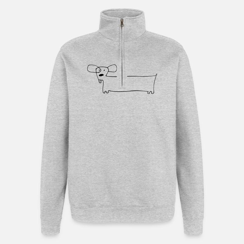 01 Doggie Long - Sweat à zip 1/4 - gris chiné