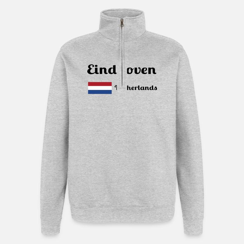 Eindhoven, Pays-Bas - Imprimés élégants - Sweat à zip 1/4 - gris chiné