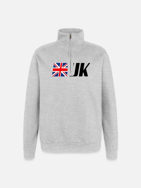 Drapeau officiel du Royaume-Uni - Sweat à zip 1/4 - gris chiné