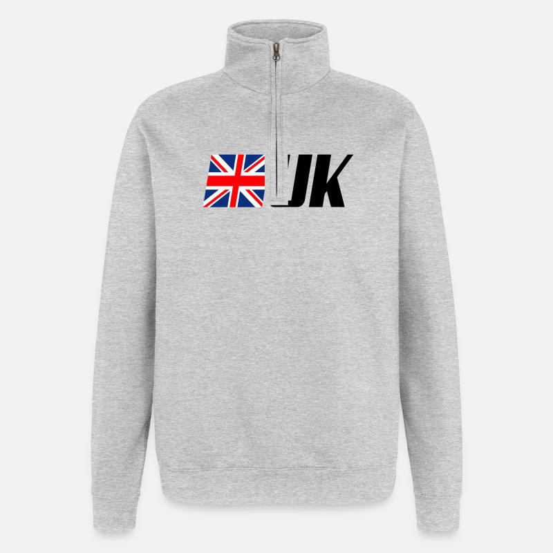 Drapeau officiel du Royaume-Uni - Sweat à zip 1/4 - gris chiné
