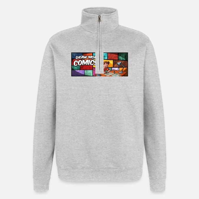 Dessinez plus de bandes dessinées ! - Sweat à zip 1/4 - gris chiné
