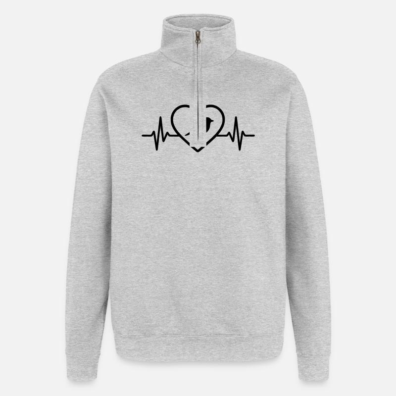 Bird Heart - Quarter-Zip Sweatshirt - heather grey