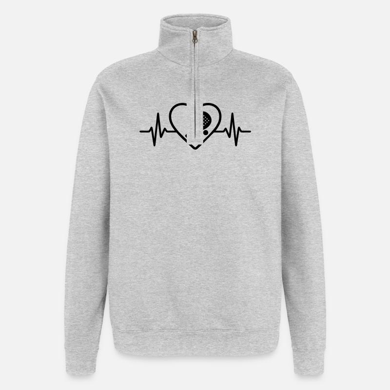 Padel Heart - Sweat à zip 1/4 - gris chiné