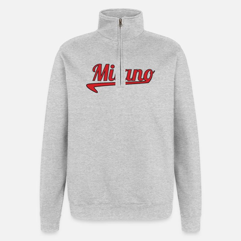 Milano Script Emblem Swoosh - Quarter-Zip Sweatshirt - heather grey