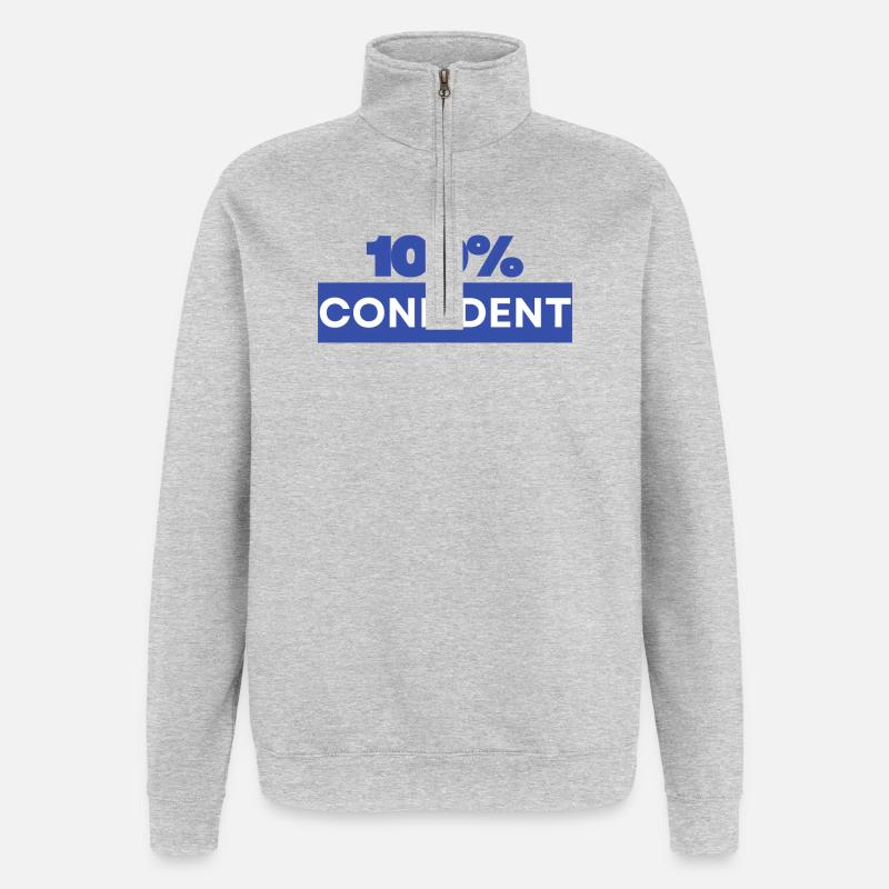 100 % confiant - Sweat à zip 1/4 - gris chiné