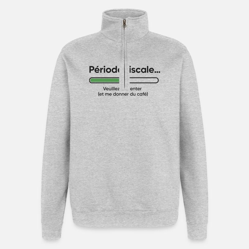 Fiscal period: slow loading, fast coffee - Quarter-Zip Sweatshirt - heather grey