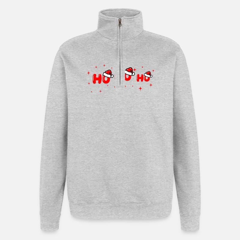Ho Ho Ho Santa Lettering - Quarter-Zip Sweatshirt - heather grey