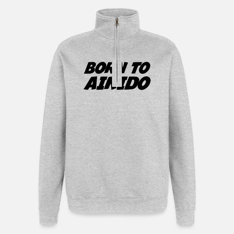Born for Aikido - Quarter-Zip Sweatshirt - heather grey